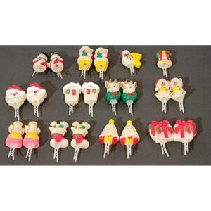 Vintage 22 Christmas Light Cover Ornaments Mid Century Santa Reindeer Angel Bear